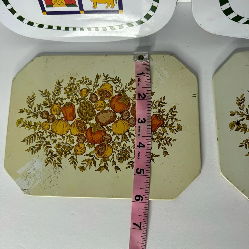 Ballonoff‎ Vintage Metal Pot Holders With Mushrooms and Chickens set of 4